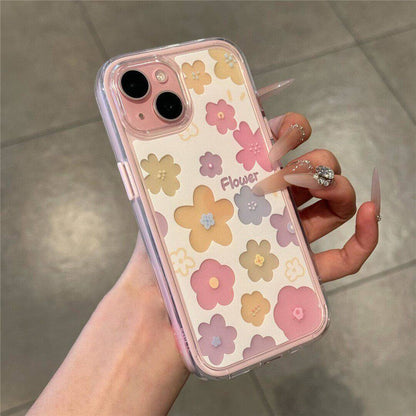 For iPhone 14 Case Colorful Floral Pattern Soft TPU Shockproof Phone Cover