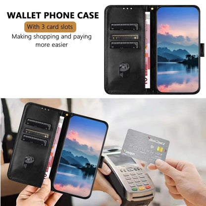 For Samsung Galaxy S26+ Leather Case Litchi Texture Wallet Stand Anti Drop Phone Cover with Wrist Strap