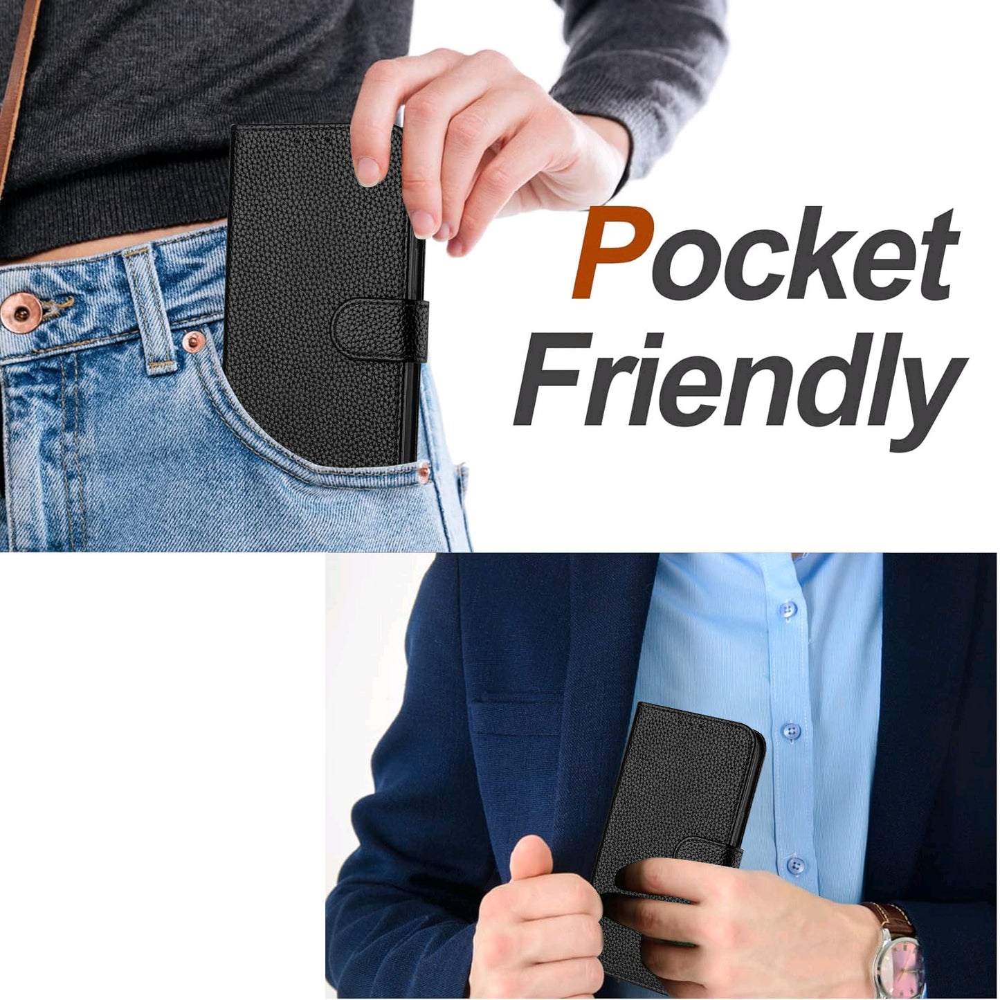 For Samsung Galaxy S26+ Leather Case Litchi Texture Wallet Stand Anti Drop Phone Cover with Wrist Strap