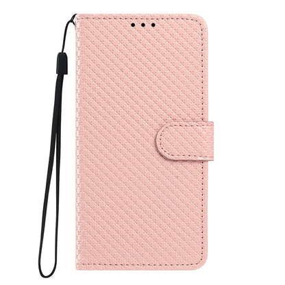 For iPhone 16 Wallet Case Diamond Texture Leather Stand Flip Phone Cover with Wrist Strap