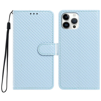 For iPhone 16 Pro Wallet Case Diamond Texture Leather Stand Flip Phone Cover with Wrist Strap
