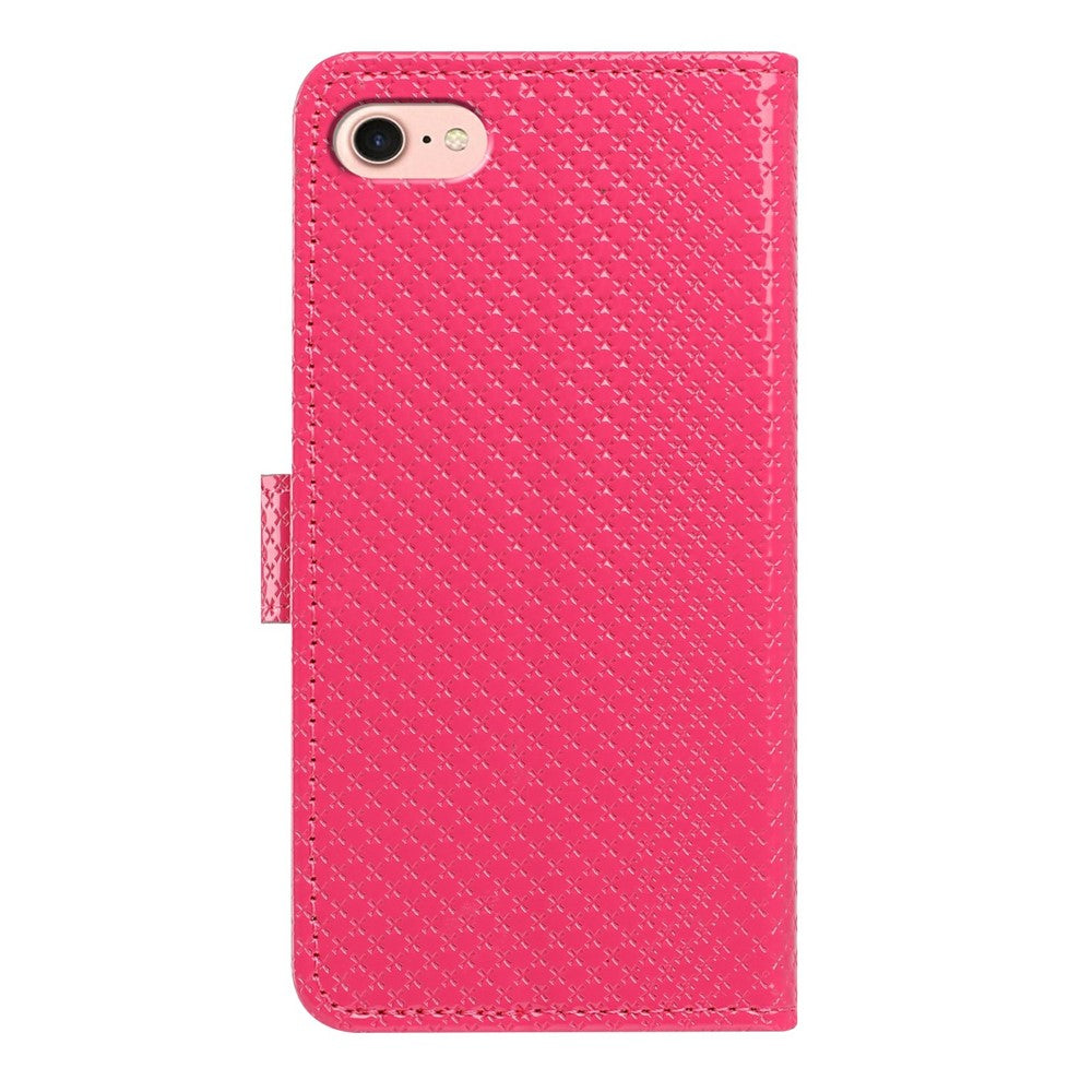 For iPhone 16e  /  17e Wallet Case Diamond Texture Leather Stand Flip Phone Cover with Wrist Strap