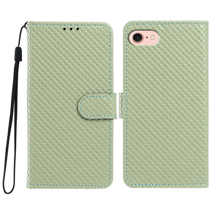For iPhone 16e  /  17e Wallet Case Diamond Texture Leather Stand Flip Phone Cover with Wrist Strap