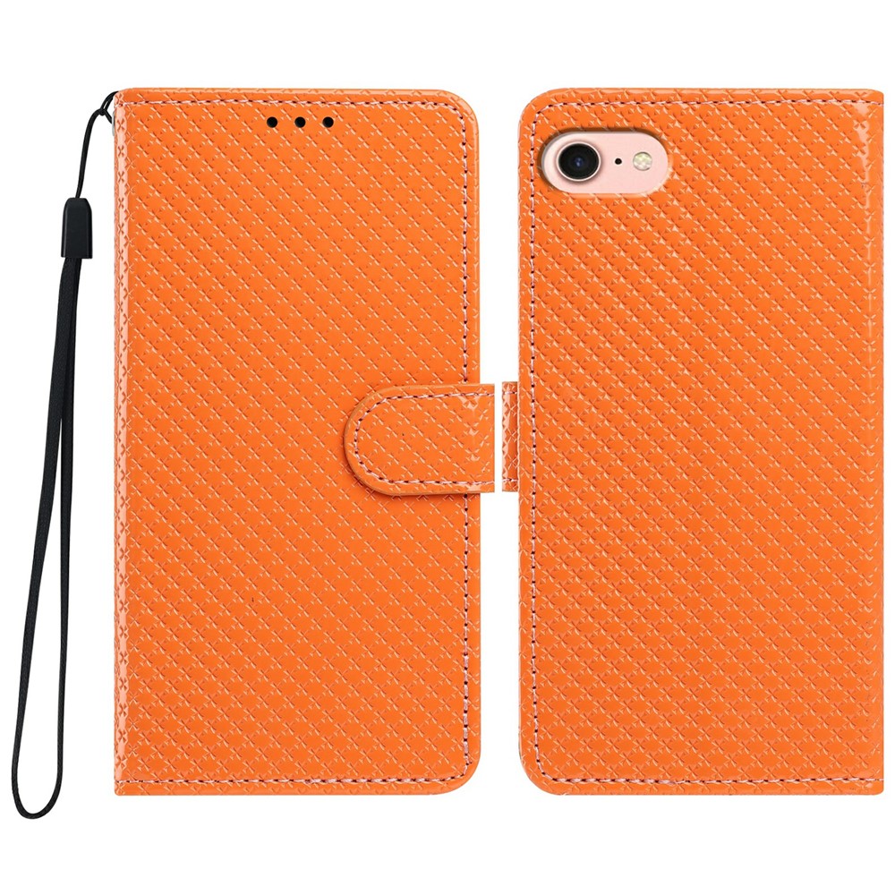 For iPhone 16e  /  17e Wallet Case Diamond Texture Leather Stand Flip Phone Cover with Wrist Strap