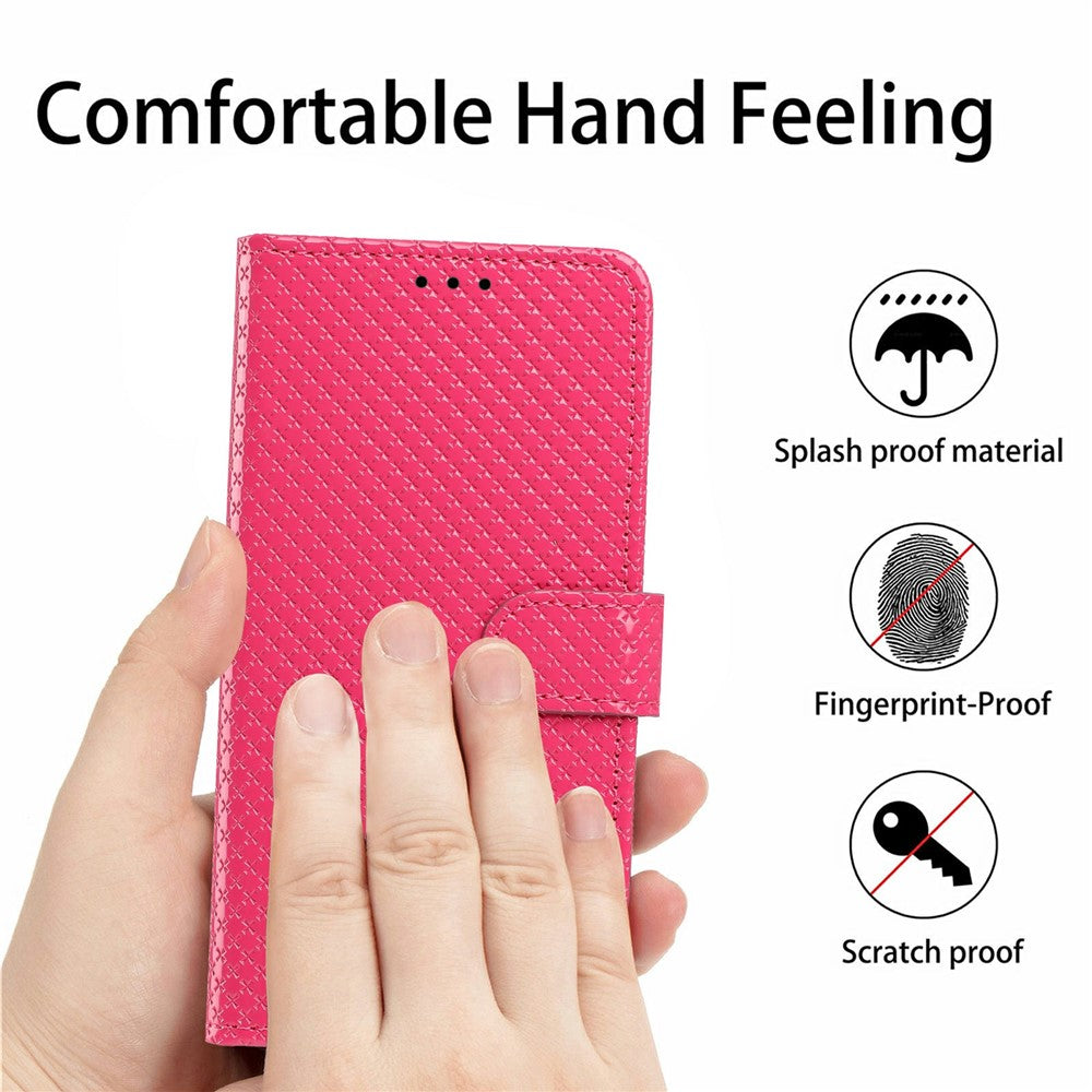For Samsung Galaxy S26+ Wallet Case Diamond Texture Leather Stand Flip Phone Cover with Wrist Strap