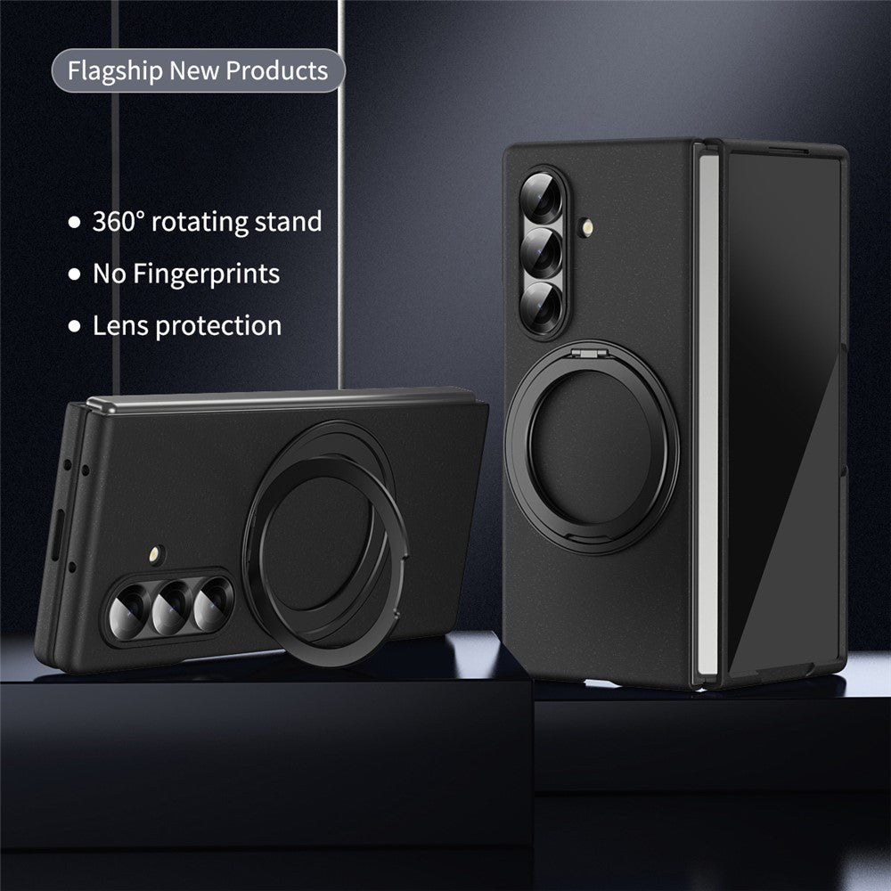 For Samsung Galaxy Z Fold8 Ultra Magnetic Case Ring Kickstand Hard PC Cover with Tempered Glass Screen Film