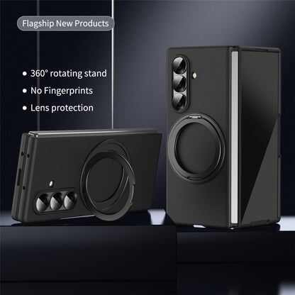 For Samsung Galaxy Z Fold8 Ultra Magnetic Case Ring Kickstand Hard PC Cover with Tempered Glass Screen Film