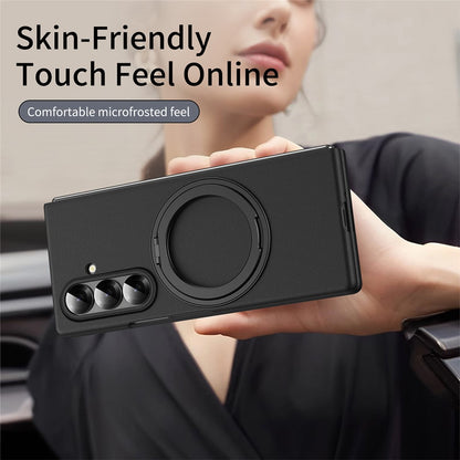 For Samsung Galaxy Z Fold8 Ultra Magnetic Case Ring Kickstand Hard PC Cover with Tempered Glass Screen Film