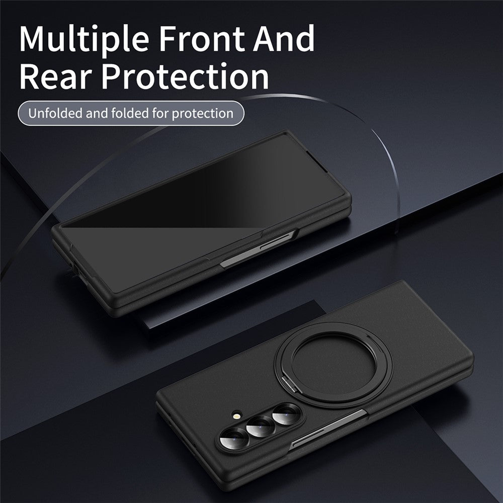 For Samsung Galaxy Z Fold8 Ultra Magnetic Case Ring Kickstand Hard PC Cover with Tempered Glass Screen Film