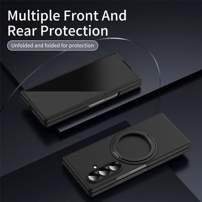 For Samsung Galaxy Z Fold8 Ultra Magnetic Case Ring Kickstand Hard PC Cover with Tempered Glass Screen Film