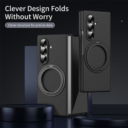 For Samsung Galaxy Z Fold8 Ultra Magnetic Case Ring Kickstand Hard PC Cover with Tempered Glass Screen Film