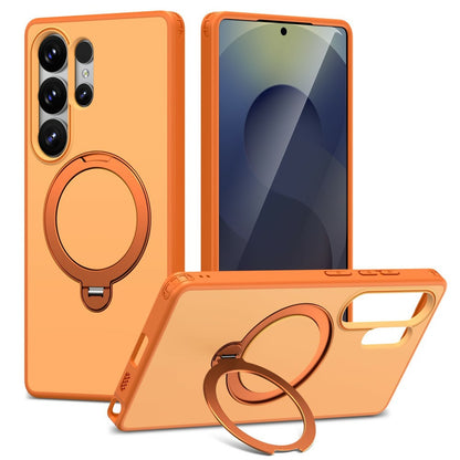 For Samsung Galaxy S25 Ultra Magnetic Case Ring Holder Kickstand PC + TPU Dual-Layer Protective Phone Cover