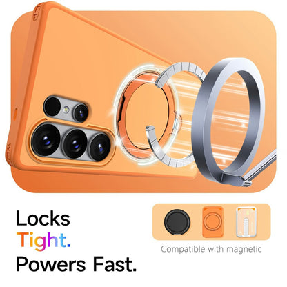 For Samsung Galaxy S25 Ultra Magnetic Case Ring Holder Kickstand PC + TPU Dual-Layer Protective Phone Cover