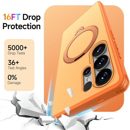 For Samsung Galaxy S25 Ultra Magnetic Case Ring Holder Kickstand PC + TPU Dual-Layer Protective Phone Cover