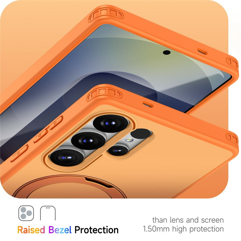 For Samsung Galaxy S25 Ultra Magnetic Case Ring Holder Kickstand PC + TPU Dual-Layer Protective Phone Cover