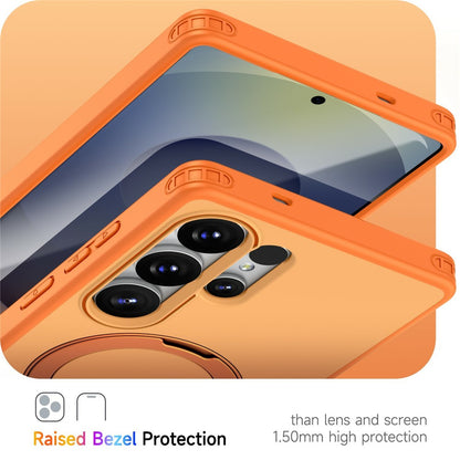 For Samsung Galaxy S25 Ultra Magnetic Case Ring Holder Kickstand PC + TPU Dual-Layer Protective Phone Cover