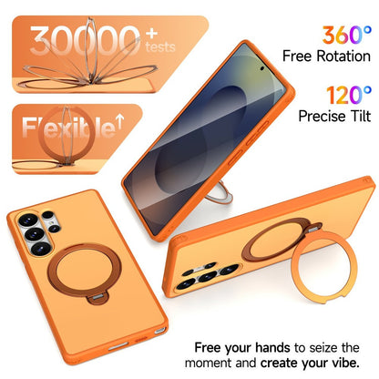 For Samsung Galaxy S25 Ultra Magnetic Case Ring Holder Kickstand PC + TPU Dual-Layer Protective Phone Cover