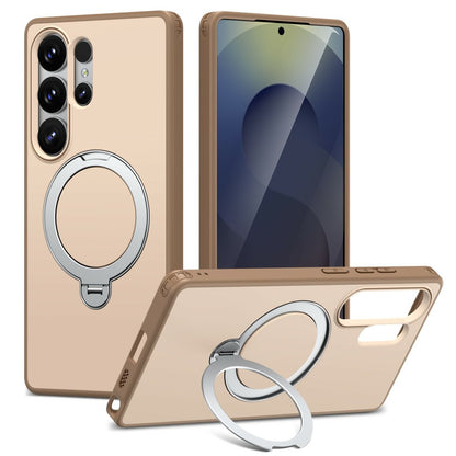 For Samsung Galaxy S25 Ultra Magnetic Case Ring Holder Kickstand PC + TPU Dual-Layer Protective Phone Cover
