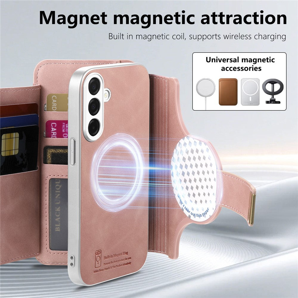 For Samsung Galaxy S26+ Case RFID Blocking Detachable Magnetic Leather Phone Cover with Ring Holder
