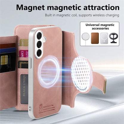 For Samsung Galaxy S26+ Case RFID Blocking Detachable Magnetic Leather Phone Cover with Ring Holder