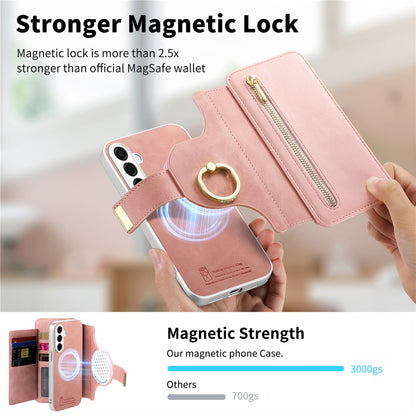For Samsung Galaxy S26+ Case RFID Blocking Detachable Magnetic Leather Phone Cover with Ring Holder