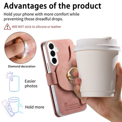 For Samsung Galaxy S26+ Case RFID Blocking Detachable Magnetic Leather Phone Cover with Ring Holder