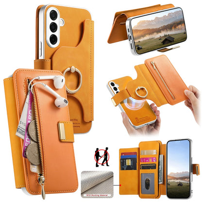 For Samsung Galaxy S26+ Case RFID Blocking Detachable Magnetic Leather Phone Cover with Ring Holder