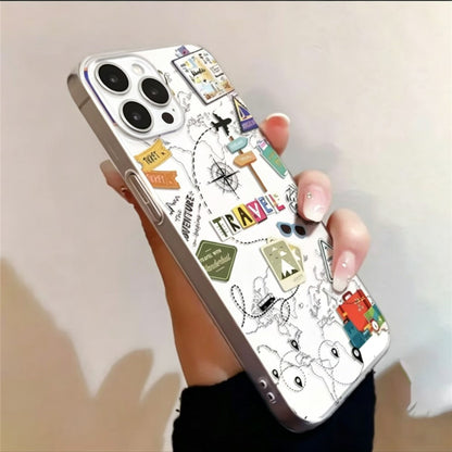 For iPhone 17e / 16e Case Travel Map Aircraft Pattern Clear TPU Shockproof Phone Cover