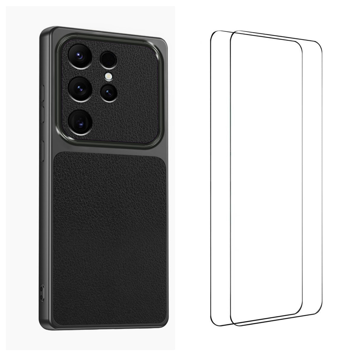 WANLONFENG for Samsung Galaxy S25 Ultra XYP Series Case Lambskin Texture PC TPU Precise Cutouts Phone Cover with 2Pcs Tempered Glass Film