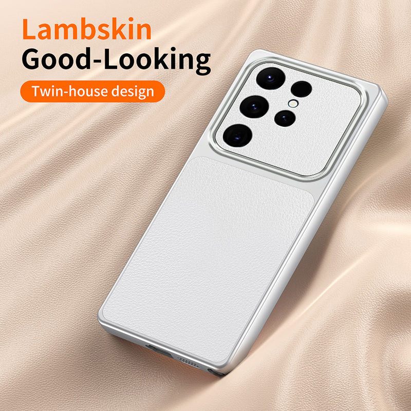 WANLONFENG for Samsung Galaxy S25 Ultra XYP Series Case Lambskin Texture PC TPU Precise Cutouts Phone Cover with 2Pcs Tempered Glass Film
