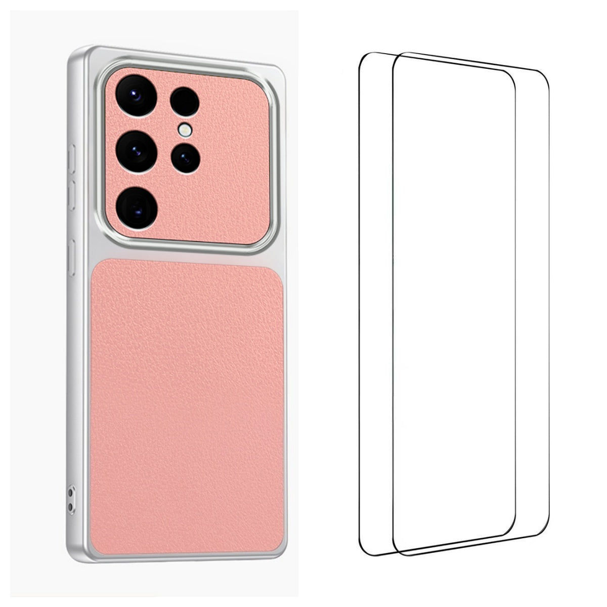WANLONFENG for Samsung Galaxy S25 Ultra XYP Series Case Lambskin Texture PC TPU Precise Cutouts Phone Cover with 2Pcs Tempered Glass Film