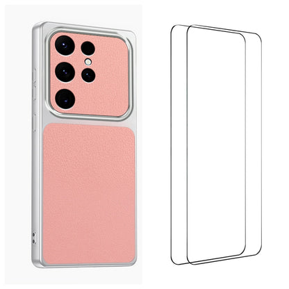 WANLONFENG for Samsung Galaxy S25 Ultra XYP Series Case Lambskin Texture PC TPU Precise Cutouts Phone Cover with 2Pcs Tempered Glass Film