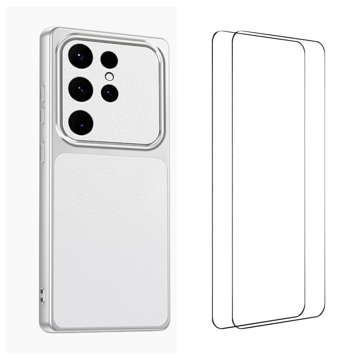 WANLONFENG for Samsung Galaxy S25 Ultra XYP Series Case Lambskin Texture PC TPU Precise Cutouts Phone Cover with 2Pcs Tempered Glass Film