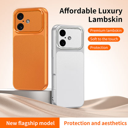 WANLONFENG for iPhone 16 XYP Series Case Lambskin Texture PC TPU Precise Cutouts Phone Cover with 2Pcs Tempered Glass Film
