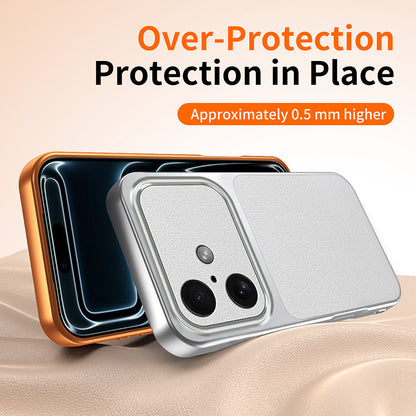 WANLONFENG for iPhone 16 XYP Series Case Lambskin Texture PC TPU Precise Cutouts Phone Cover with 2Pcs Tempered Glass Film