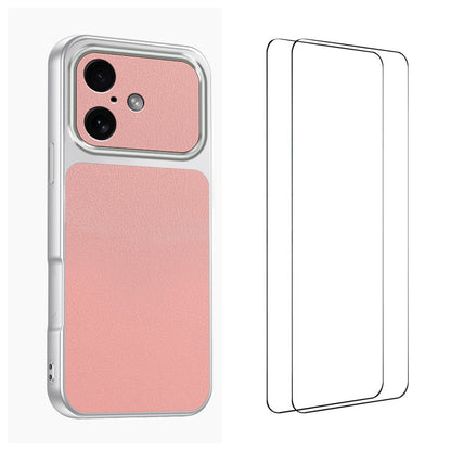 WANLONFENG for iPhone 16 XYP Series Case Lambskin Texture PC TPU Precise Cutouts Phone Cover with 2Pcs Tempered Glass Film