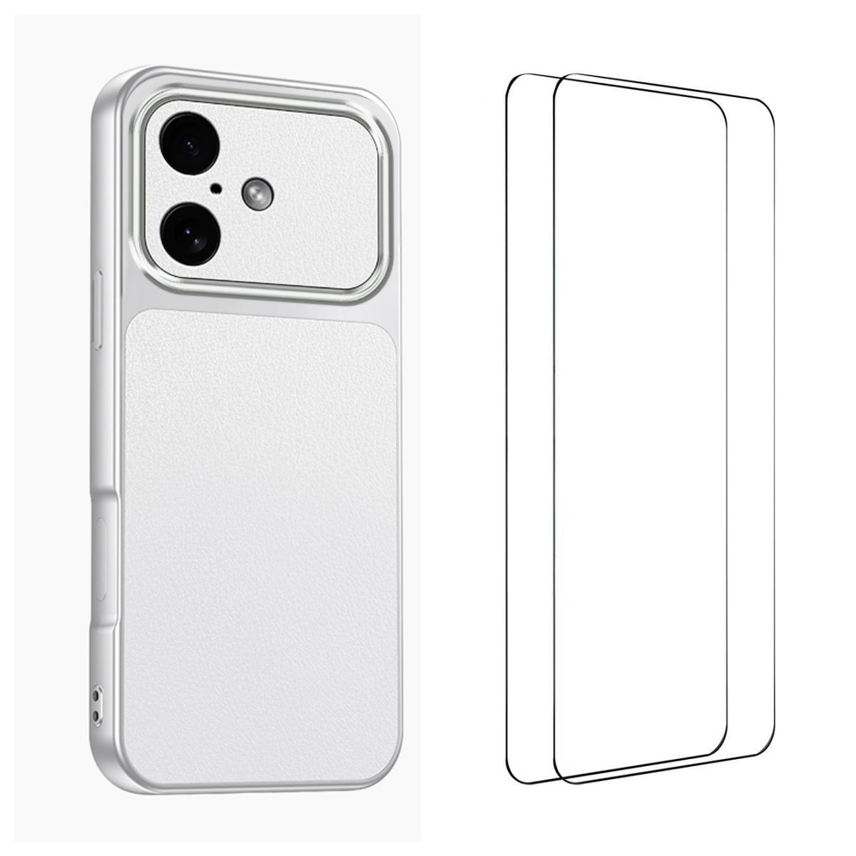 WANLONFENG for iPhone 16 XYP Series Case Lambskin Texture PC TPU Precise Cutouts Phone Cover with 2Pcs Tempered Glass Film