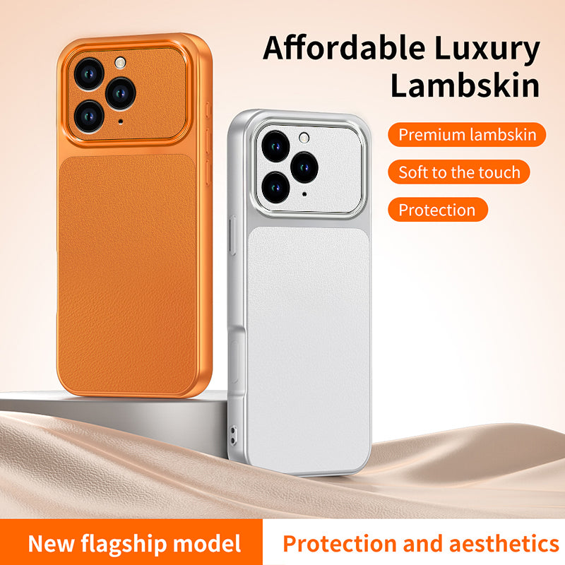 WANLONFENG for iPhone 16 Pro Max XYP Series Case Lambskin Texture PC TPU Precise Cutouts Phone Cover with 2Pcs Tempered Glass Film