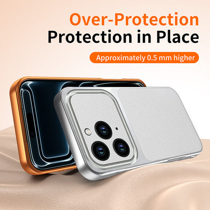 WANLONFENG for iPhone 16 Pro XYP Series Case Lambskin Texture PC TPU Precise Cutouts Phone Cover with 2Pcs Tempered Glass Film