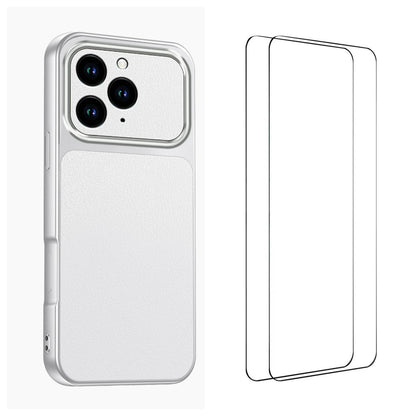 WANLONFENG for iPhone 16 Pro XYP Series Case Lambskin Texture PC TPU Precise Cutouts Phone Cover with 2Pcs Tempered Glass Film