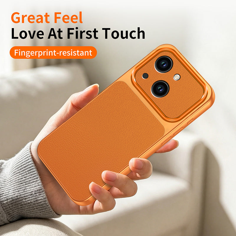 WANLONFENG for iPhone 15 XYP Series Case Lambskin Texture PC TPU Precise Cutouts Phone Cover with 2Pcs Tempered Glass Film