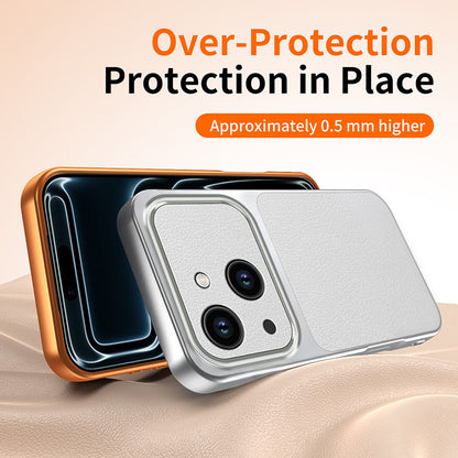 WANLONFENG for iPhone 15 XYP Series Case Lambskin Texture PC TPU Precise Cutouts Phone Cover with 2Pcs Tempered Glass Film