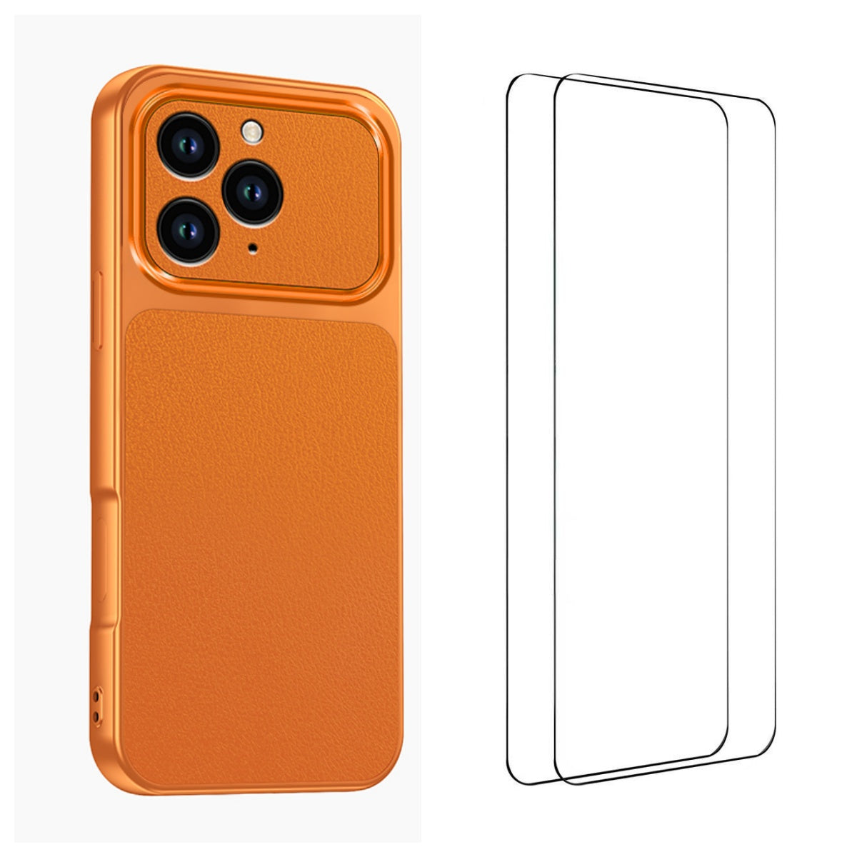 WANLONFENG for iPhone 15 Pro XYP Series Case Lambskin Texture PC TPU Precise Cutouts Phone Cover with 2Pcs Tempered Glass Film