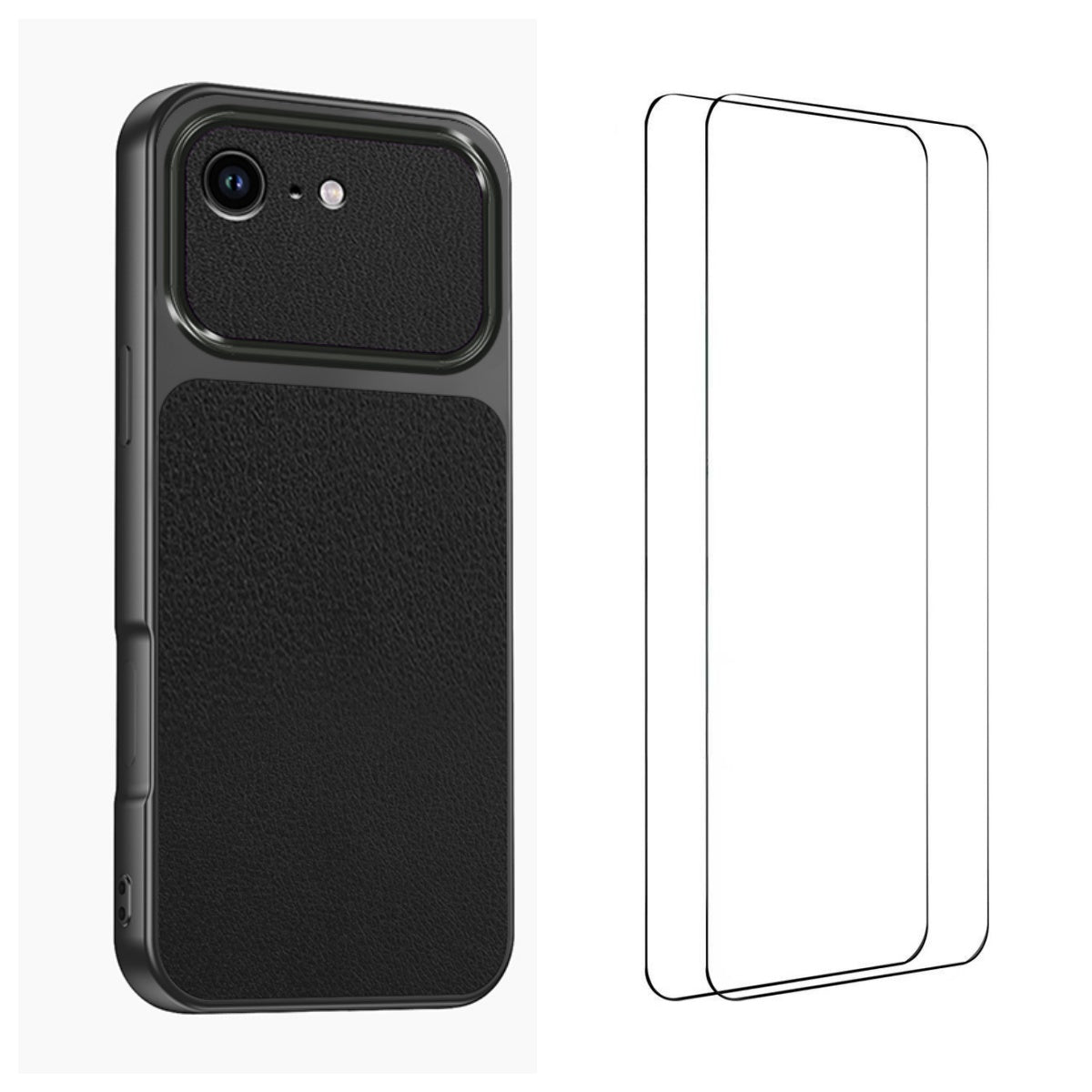 WANLONFENG for iPhone 16e / iPhone 17e XYP Series Case Lambskin Texture PC TPU Precise Cutouts Phone Cover with 2Pcs Tempered Glass Film