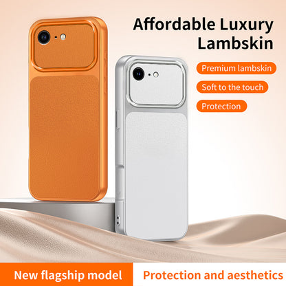 WANLONFENG for iPhone 16e / iPhone 17e XYP Series Case Lambskin Texture PC TPU Precise Cutouts Phone Cover with 2Pcs Tempered Glass Film