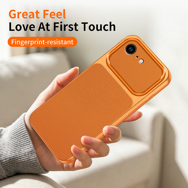 WANLONFENG for iPhone 16e / iPhone 17e XYP Series Case Lambskin Texture PC TPU Precise Cutouts Phone Cover with 2Pcs Tempered Glass Film