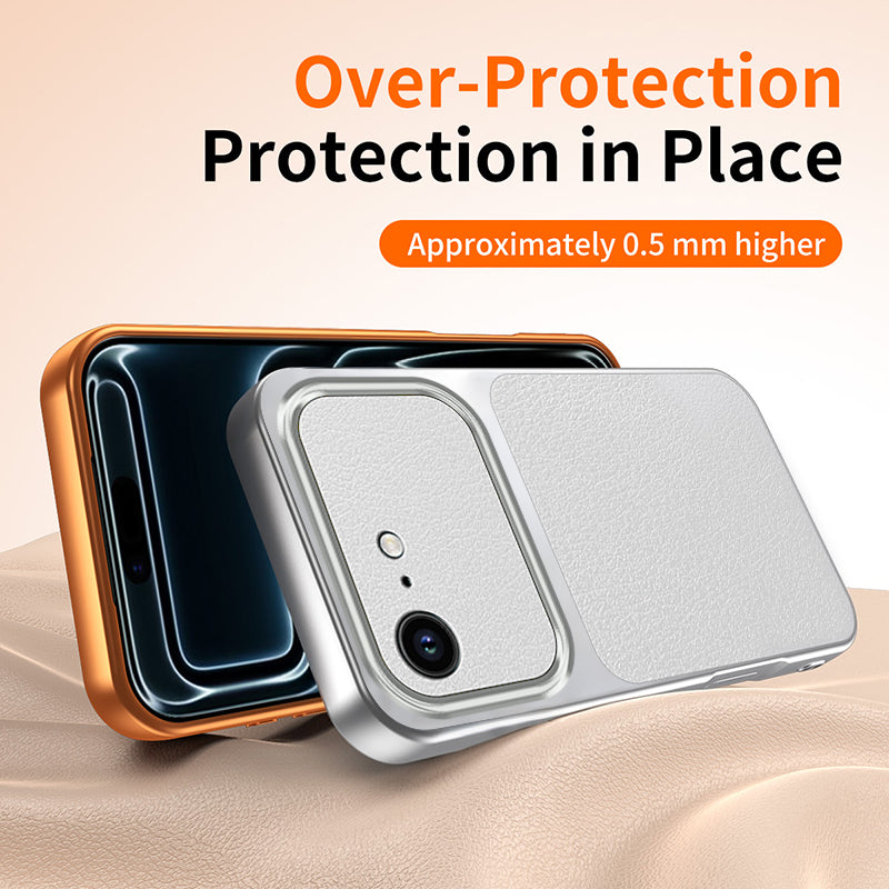 WANLONFENG for iPhone 16e / iPhone 17e XYP Series Case Lambskin Texture PC TPU Precise Cutouts Phone Cover with 2Pcs Tempered Glass Film