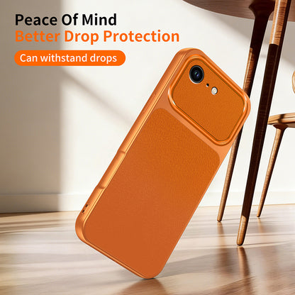 WANLONFENG for iPhone 16e / iPhone 17e XYP Series Case Lambskin Texture PC TPU Precise Cutouts Phone Cover with 2Pcs Tempered Glass Film