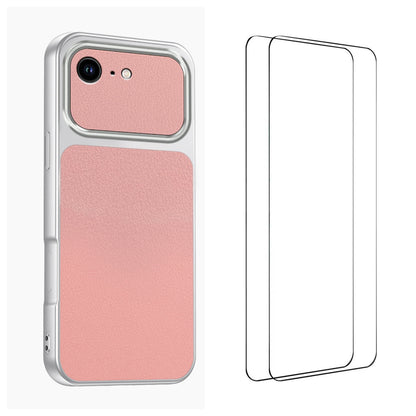 WANLONFENG for iPhone 16e / iPhone 17e XYP Series Case Lambskin Texture PC TPU Precise Cutouts Phone Cover with 2Pcs Tempered Glass Film