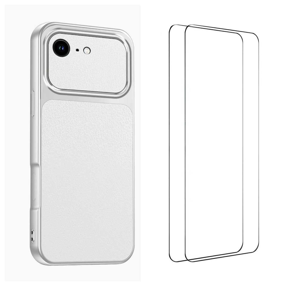 WANLONFENG for iPhone 16e / iPhone 17e XYP Series Case Lambskin Texture PC TPU Precise Cutouts Phone Cover with 2Pcs Tempered Glass Film